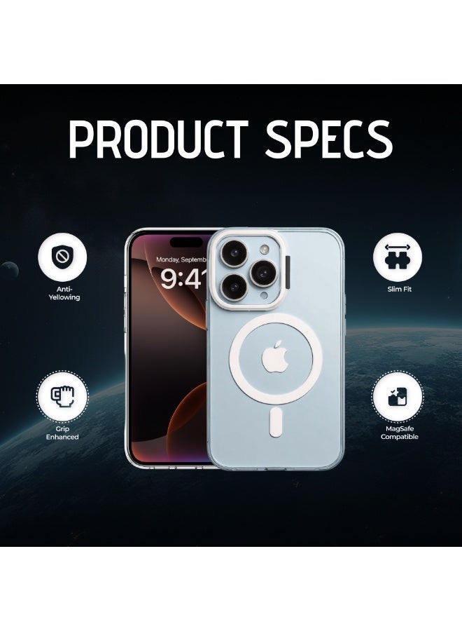 Raxoom iPhone 15 Pro Clear magsafe Case Cover, Camera Control Capture Button, Built-in Stash Stand Phone Case, Compatible with MagSafe, Camera Kickstand Protective Case - Image 3