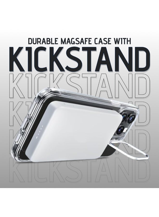 Raxoom iPhone 15 Pro Clear magsafe Case Cover, Camera Control Capture Button, Built-in Stash Stand Phone Case, Compatible with MagSafe, Camera Kickstand Protective Case - Image 5