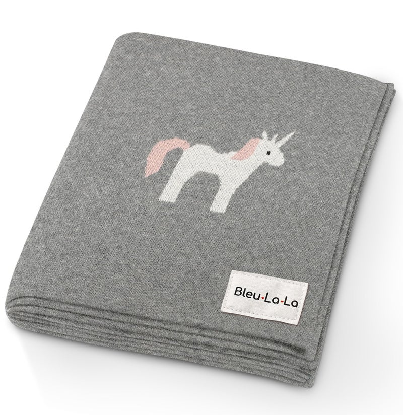 Bleu La La Cotton Baby Swaddle Blanket for Girls and Boys  Buttery Soft Cozy Receiving Swaddle Crib Stroller Blanket for Shower Gift Registry for Newborns Infants Toddlers Unicorn  Grey