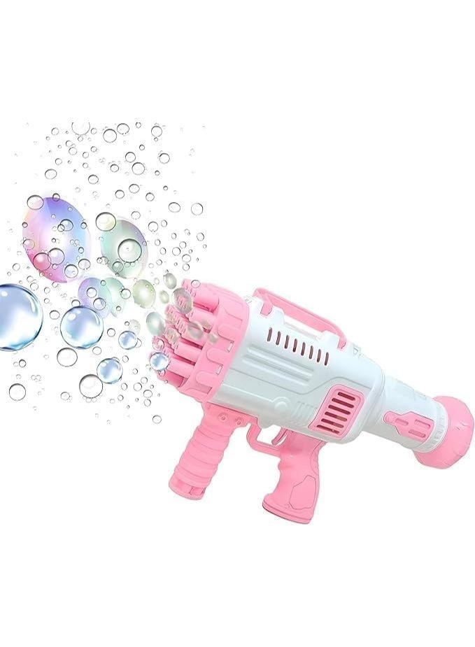 Bubble Machine 16 Holes, Battery Operated, Automatic Bubble Blower Gun Pink and White - Image 3