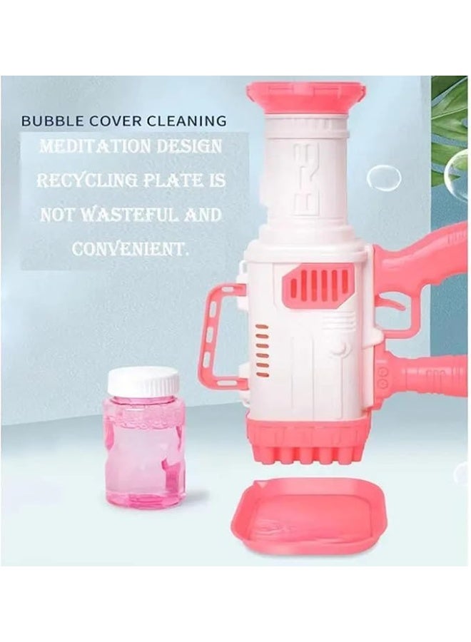 Bubble Machine 16 Holes, Battery Operated, Automatic Bubble Blower Gun Pink and White - Image 4