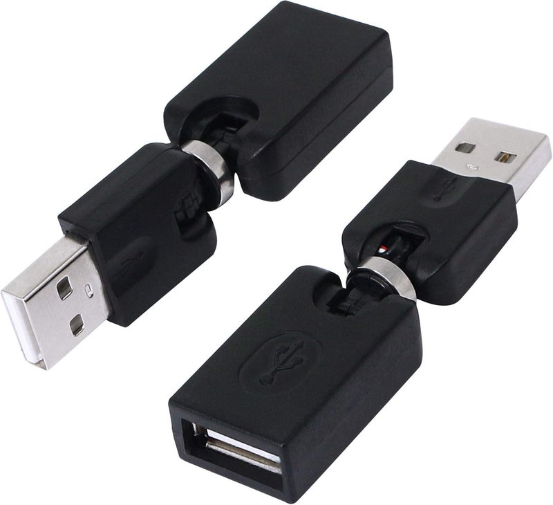 CERRXIAN Rotating and Swivel Twist USB 20 Type A Male to Type A Female 360 Degree Rotation Adjustable Right Angle Extension Adapter Convertor 2PackAMFM - Image 1