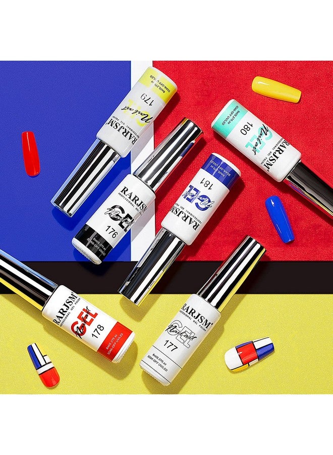RARJSM Painted Gel Nail Polish Set6Pcs Black White Red Blue Green Yellow Liner Polish Pen Uv Led Curing Requires Nail Painting Gel Polishesgeometric 3D Nail Art Diy Nail Design - Image 5
