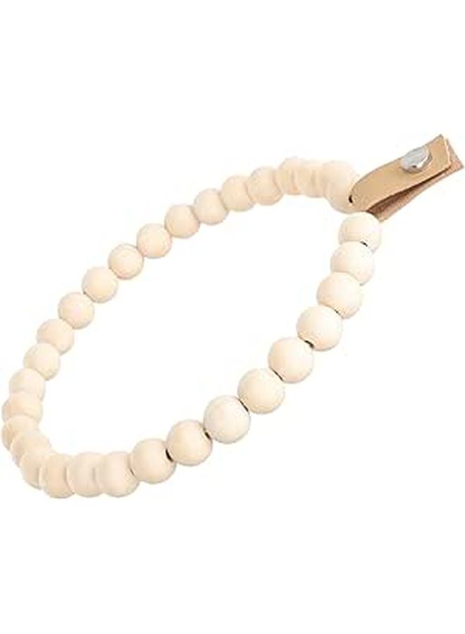 Wooden Bead Towel Ring Wall Mount Hand Towel Holder Farmhouse Bohemian Bathroom Decor - Image 1