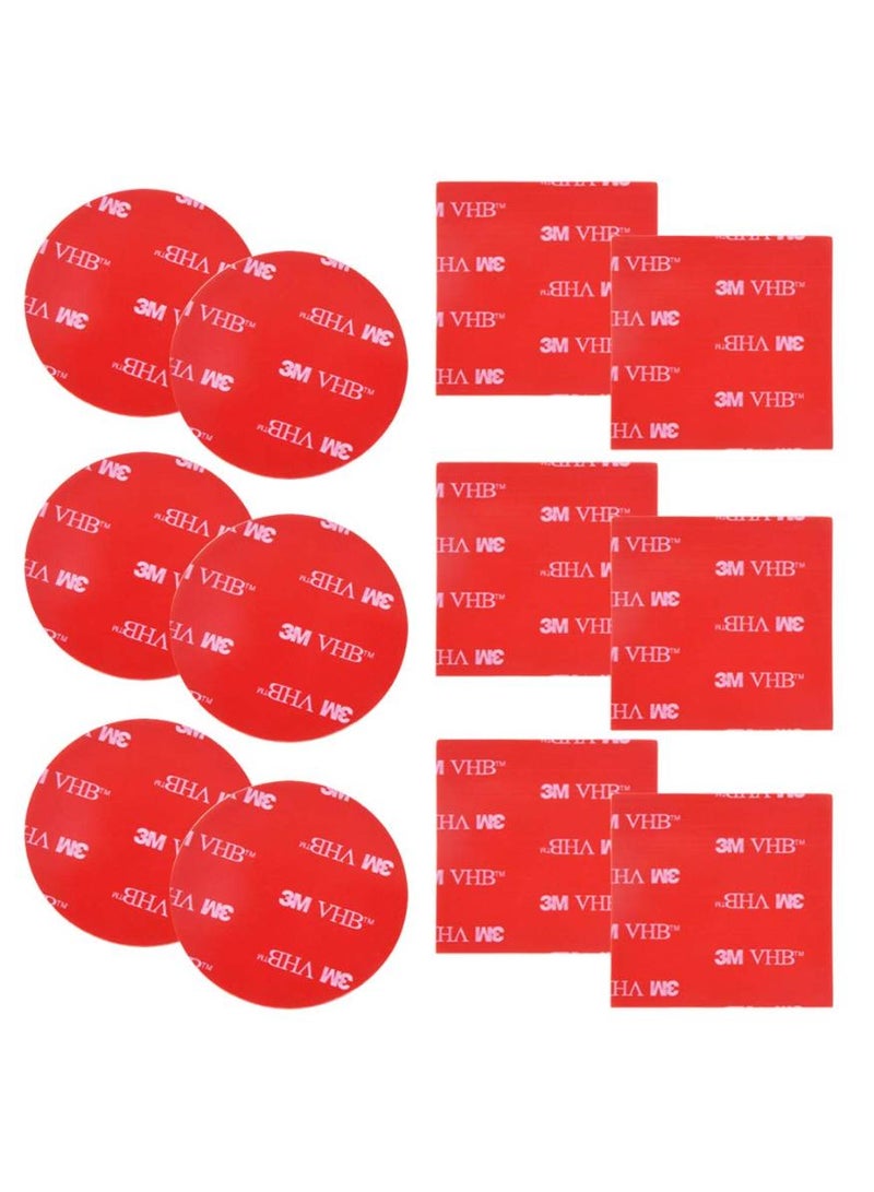3M 12 PCS 3M Double Sided Foam Adhesive Tape Pads, Round and Square VHB Sticky Pads Replacement Mounting Tape - Image 1
