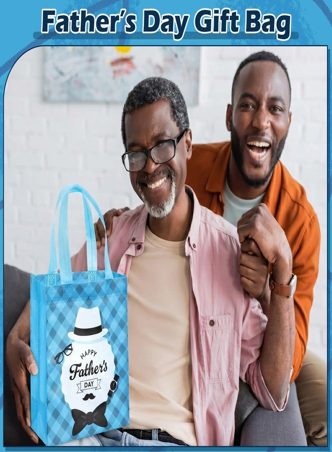 Wovnet 30 Pcs Fathers Day Gift Bags with Handle Reusable Non Woven Goodie Party Favor Bags Blue Best Dad Theme Treat Tote Bag for Dad Men Grandpa Gift Wrapping 10 x 8 x 4in - Image 5