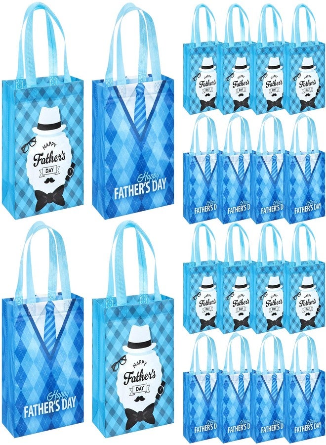 Wovnet 30 Pcs Fathers Day Gift Bags with Handle Reusable Non Woven Goodie Party Favor Bags Blue Best Dad Theme Treat Tote Bag for Dad Men Grandpa Gift Wrapping 10 x 8 x 4in - Image 1