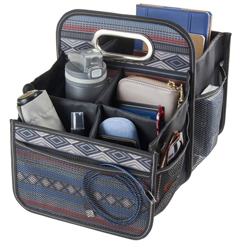 High Road Car Organizer with Cup Holder Dividers - Front Seat Organizer for Drivers or Middle Seat Car Organizer for Kids - Portable Car Caddy with Easy Carry Handle - Image 1