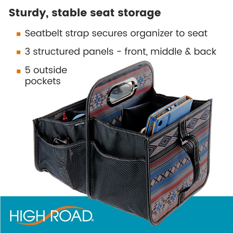High Road Car Organizer with Cup Holder Dividers - Front Seat Organizer for Drivers or Middle Seat Car Organizer for Kids - Portable Car Caddy with Easy Carry Handle - Image 3