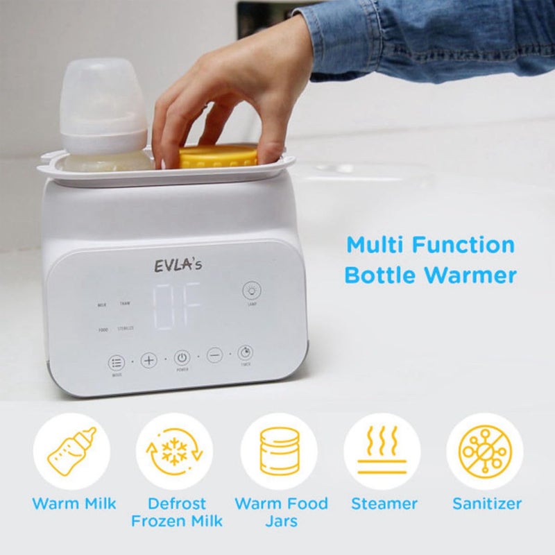 EVLA'S EVLAâ€™S Baby Bottle Warmer, Multi-Function Feeding Bottle Warmer, Fast and Accurate Breastmilk and Formula Milk Warmer with Timer, Defrost, Keep Warm, Baby Food Jar Heating Functions, White - Image 3