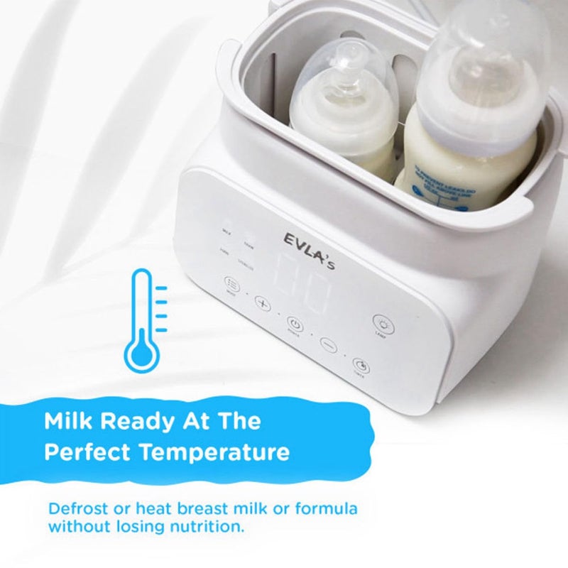EVLA'S EVLAâ€™S Baby Bottle Warmer, Multi-Function Feeding Bottle Warmer, Fast and Accurate Breastmilk and Formula Milk Warmer with Timer, Defrost, Keep Warm, Baby Food Jar Heating Functions, White - Image 4
