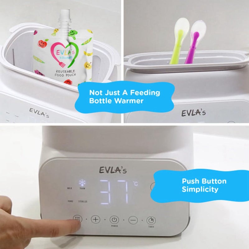 EVLA'S EVLAâ€™S Baby Bottle Warmer, Multi-Function Feeding Bottle Warmer, Fast and Accurate Breastmilk and Formula Milk Warmer with Timer, Defrost, Keep Warm, Baby Food Jar Heating Functions, White - Image 5