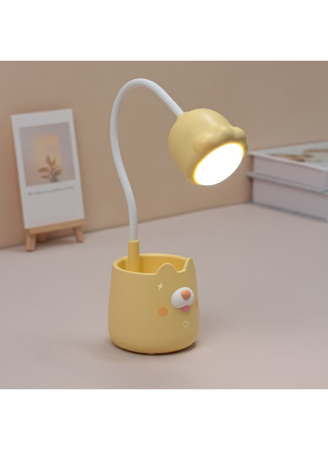 Generic LED Desk Lamp,3 Colors Dimming Brightness Touch Control USB Table Lamps,Eye-Caring Study Desk Lamp with Pen Holder and Phone Stand, Rechargeable Desk Light Gooseneck Lamp for Bedrooms Dorm Home Office（Yellow）  - Image 2