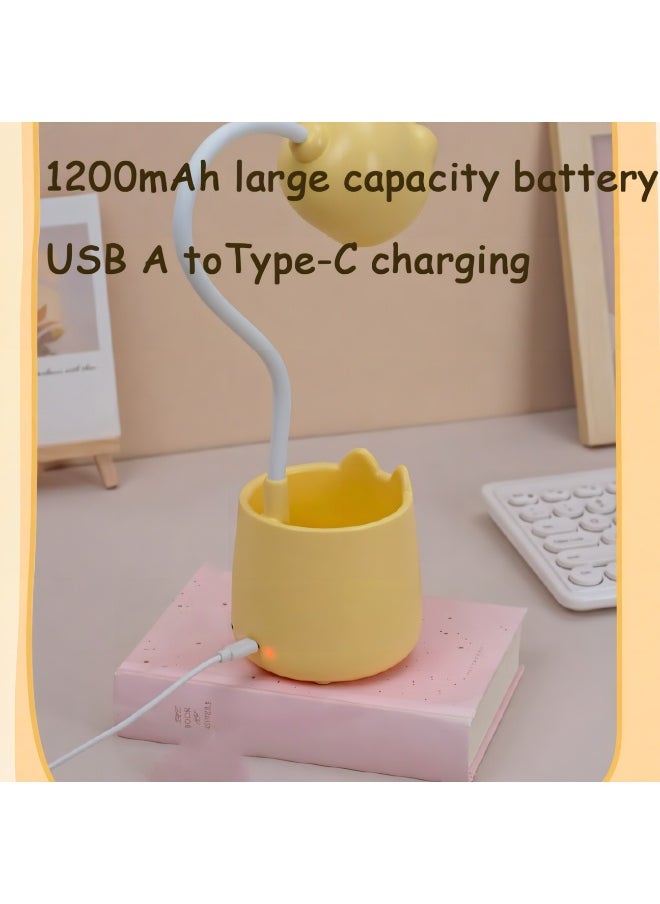 Generic - LED Desk Lamp,3 Colors Dimming Brightness Touch Control USB Table Lamps,Eye-Caring Study Desk Lamp with Pen Holder and Phone Stand, Rechargeable Desk Light Gooseneck Lamp for Bedrooms Dorm Home Office（Yellow） - Image 1