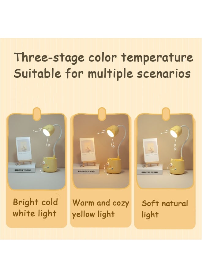 Generic LED Desk Lamp,3 Colors Dimming Brightness Touch Control USB Table Lamps,Eye-Caring Study Desk Lamp with Pen Holder and Phone Stand, Rechargeable Desk Light Gooseneck Lamp for Bedrooms Dorm Home Office（Yellow）  - Image 5