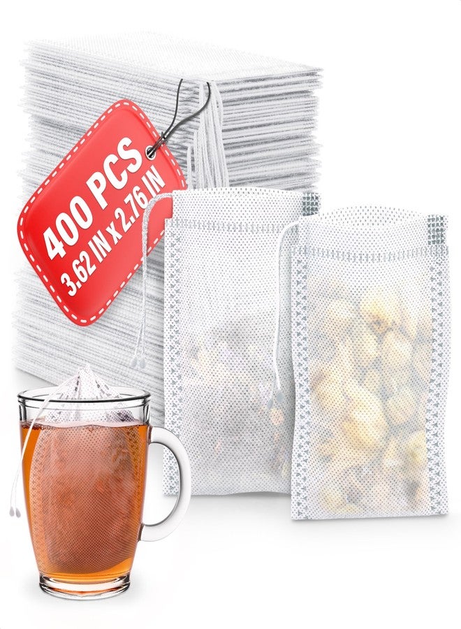 KETAR 400 Pcs Disposable Tea Bags for Loose Leaf Tea - 3.62 x 2.76 Reusable Teabags Made From Unbleached Non-Woven Material - Multi-Functional Infusion Bags for Spice Pouch, Aromatherapy, Eye Compress & Spa - Image 1