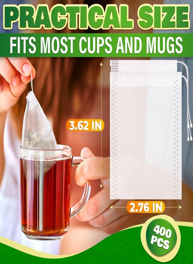KETAR 400 Pcs Disposable Tea Bags for Loose Leaf Tea - 3.62 x 2.76 Reusable Teabags Made From Unbleached Non-Woven Material - Multi-Functional Infusion Bags for Spice Pouch, Aromatherapy, Eye Compress & Spa - Image 2