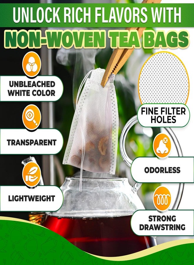 KETAR 400 Pcs Disposable Tea Bags for Loose Leaf Tea - 3.62 x 2.76 Reusable Teabags Made From Unbleached Non-Woven Material - Multi-Functional Infusion Bags for Spice Pouch, Aromatherapy, Eye Compress & Spa - Image 3