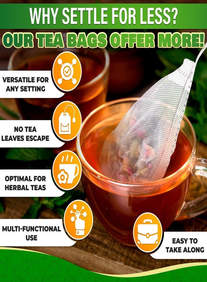 KETAR 400 Pcs Disposable Tea Bags for Loose Leaf Tea - 3.62 x 2.76 Reusable Teabags Made From Unbleached Non-Woven Material - Multi-Functional Infusion Bags for Spice Pouch, Aromatherapy, Eye Compress & Spa - Image 4
