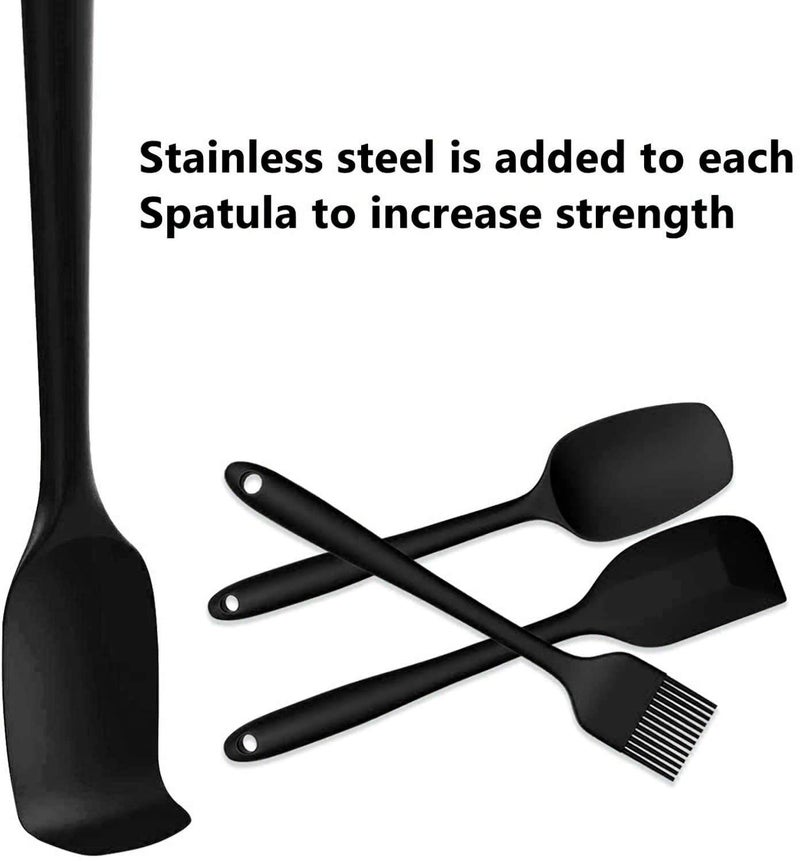 HomeFast Food Grade Silicone Rubber Spatula Set for Utensils for Cooking Baking Mixing Heat Resistant Non Stick Dishwasher Safe Flexible BPA Free Set of 5 - Image 2