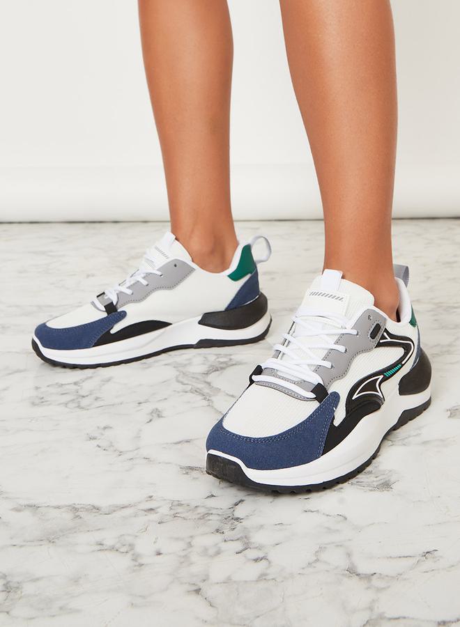 Styli Colorblock Textured Lace-Up Sneakers  - Image 1