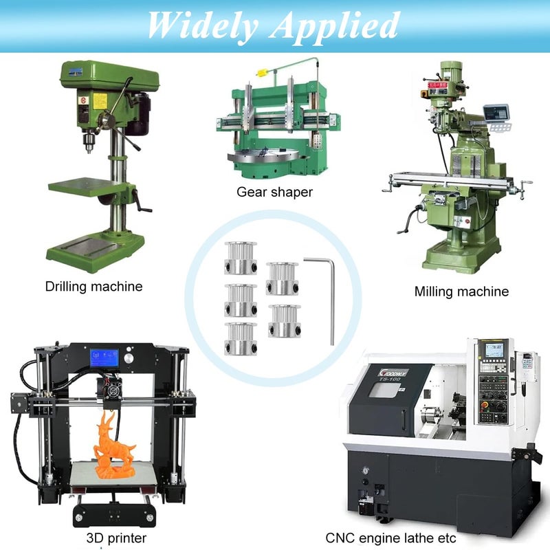 Serplex ® GT2 20 سن 5mm ثقب توقيت بكرة عجلة متزامنة من الألمنيوم لحزام 6mm، بكرة توقيت GT2 20T متوافقة مع طابعة RepRap 3D Prusa i3 (5 قطع) - Image 5