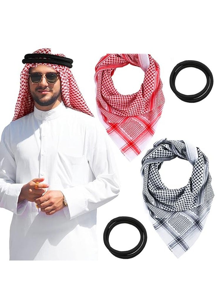 Muyixin - Arab Head Scarf with Lgal Aqel Rope 4 Piece Mens Middle East Desert Shemagh Wrap Arab Costume - Image 1