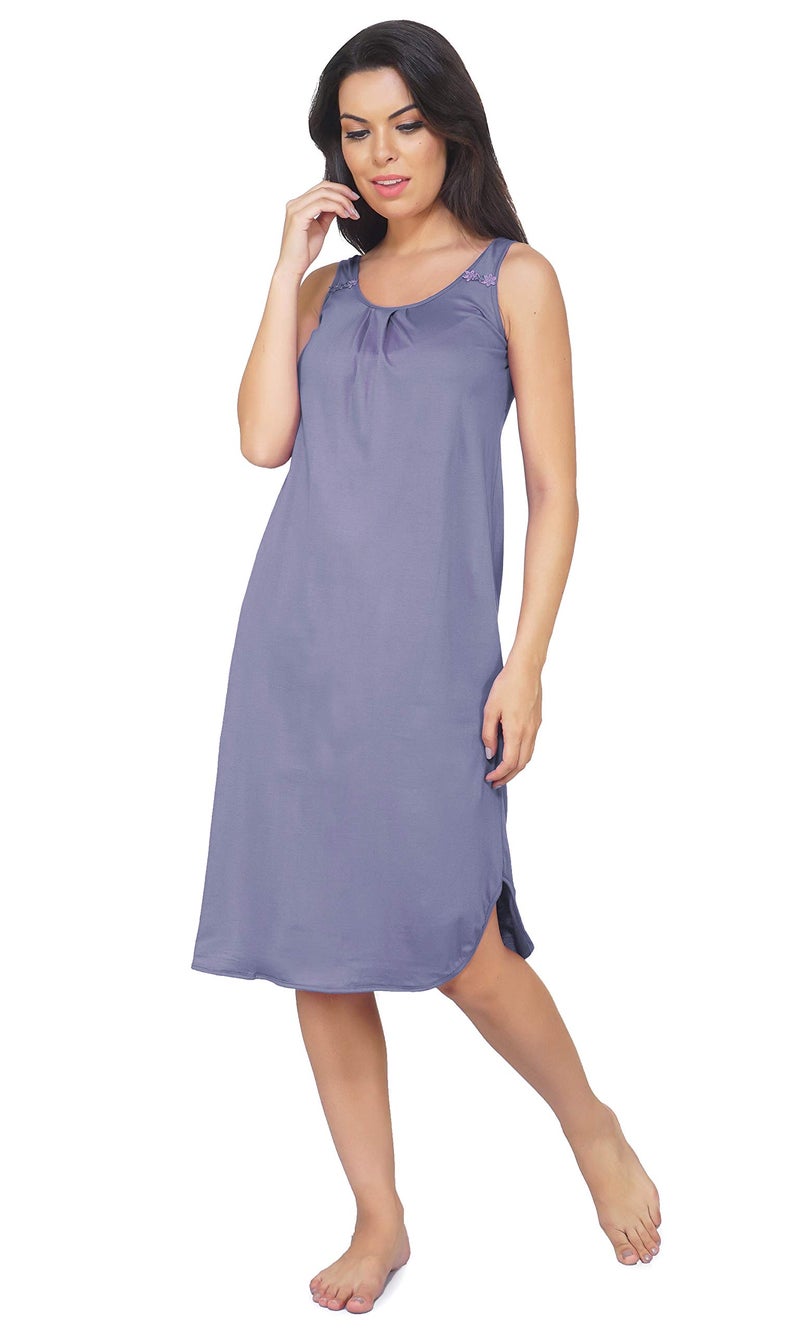 BLAZON Women Cotton Midi Nighty Slip (Lavender_ L ) - Image 2