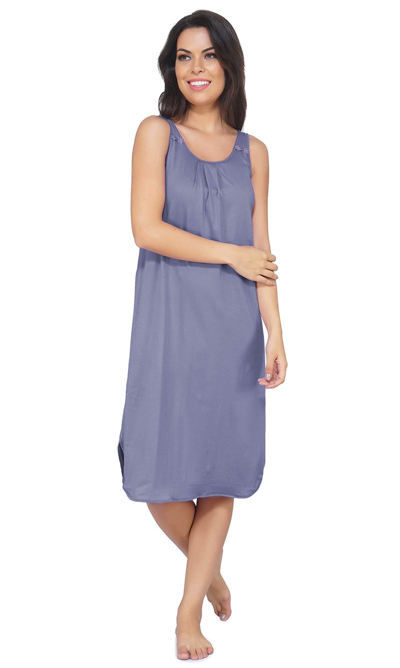 BLAZON Women Cotton Midi Nighty Slip (Lavender_ L ) - Image 1