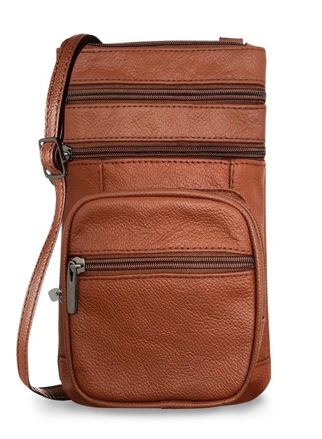 Ciana Genuine Leather Cross Body Bags Purse for Women - Purses Women's Shoulder Sling Handbags Soft Purse for Travel Sports Running Hiking (Dark Brown) - Image 1