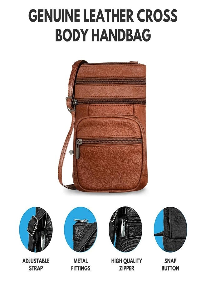 Ciana Genuine Leather Cross Body Bags Purse for Women - Purses Women's Shoulder Sling Handbags Soft Purse for Travel Sports Running Hiking (Dark Brown) - Image 4