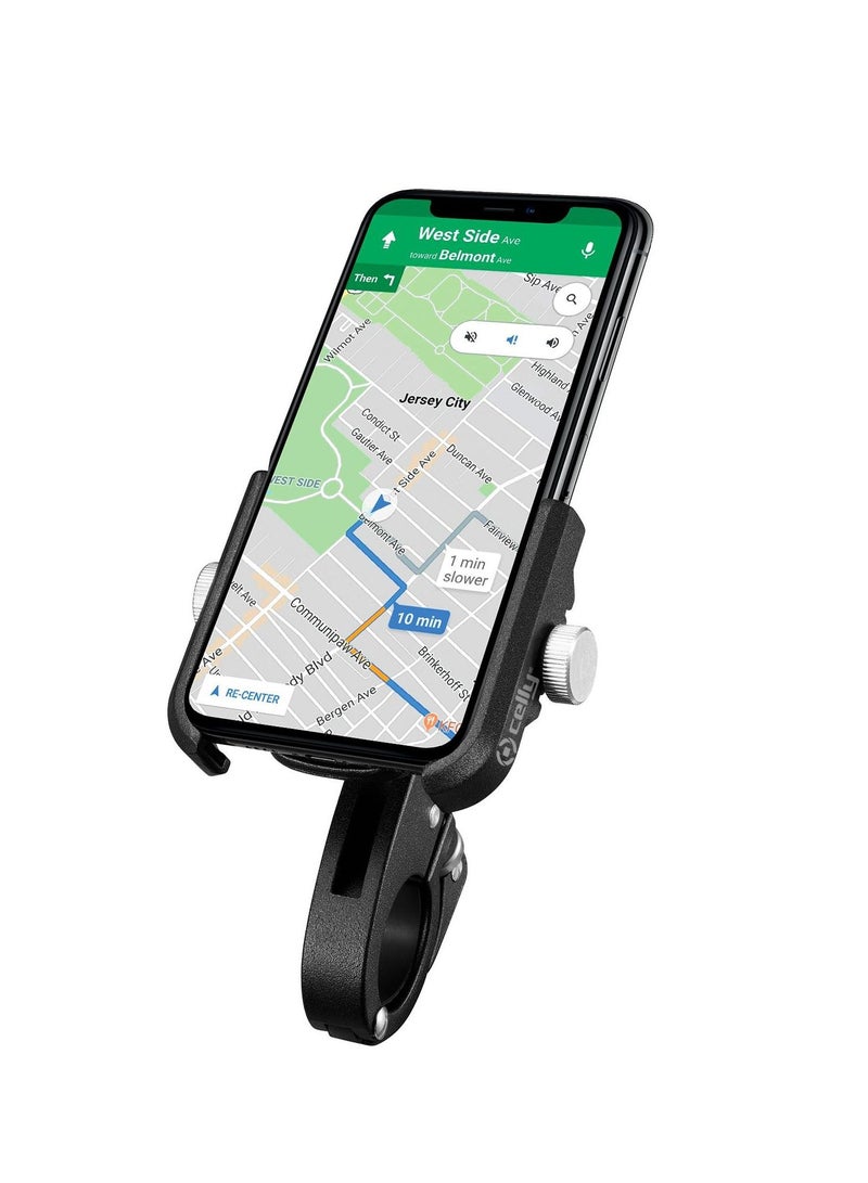 Celly Bike Phone Mount Universal Motorcycle Handlebar Phone Holder Anti Shake Bicycle Phone Clamp for Road Bike/MTB/E Scooter with 360 Rotation for 3.5-7.0 inches Smartphone - Image 1