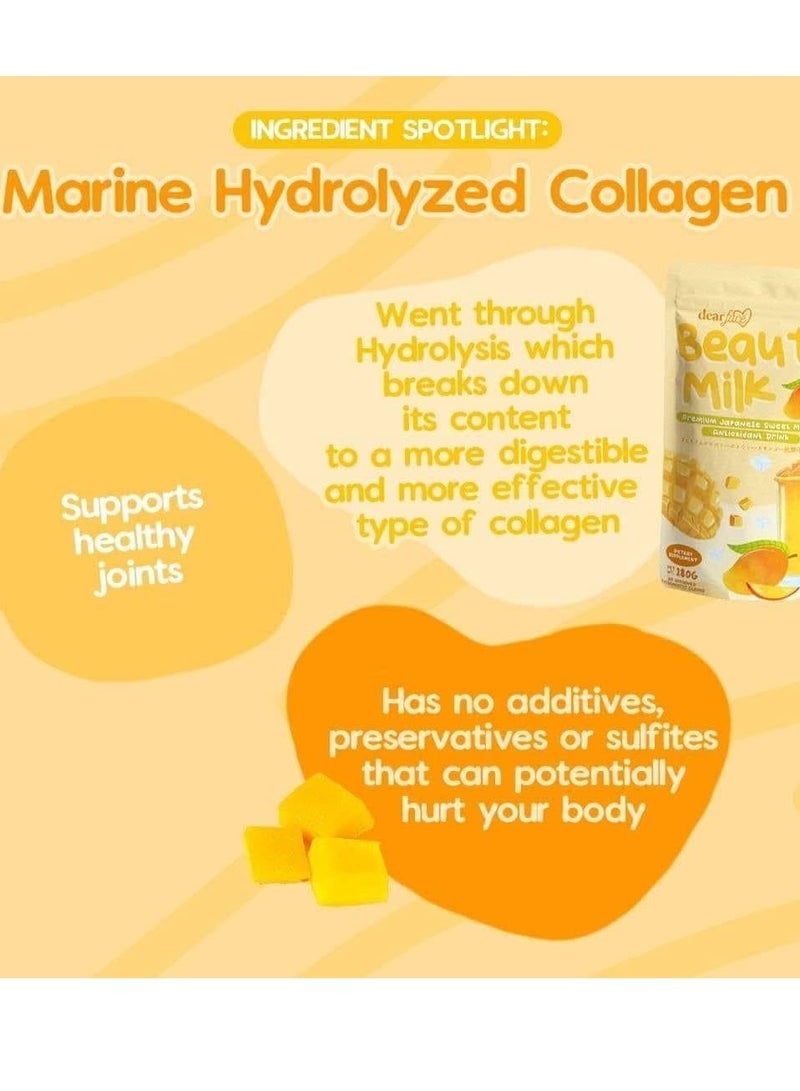 Dear Face Beauty Milk Drink - 10 Sachets (18g Each) | Mango Flavored Collagen Supplement | Skin Nourishment Support - Image 4