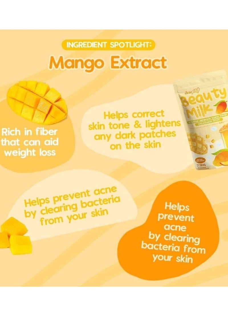Dear Face Beauty Milk Drink - 10 Sachets (18g Each) | Mango Flavored Collagen Supplement | Skin Nourishment Support - Image 5