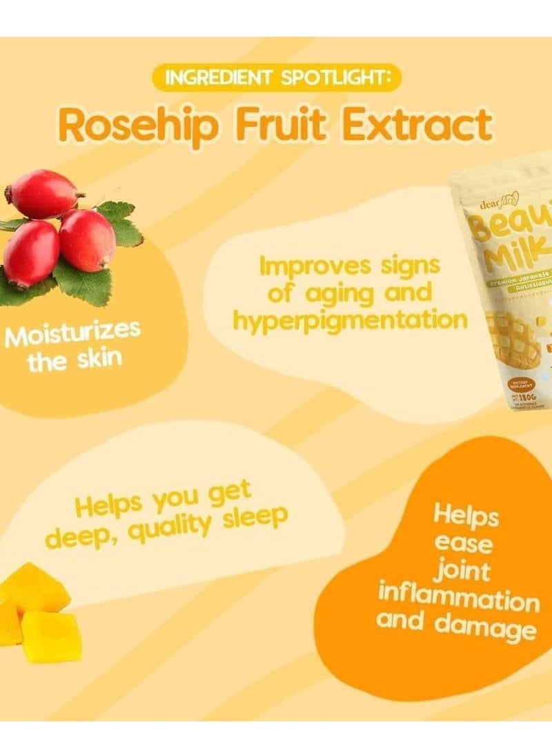 Dear Face Beauty Milk Drink - 10 Sachets (18g Each) | Mango Flavored Collagen Supplement | Skin Nourishment Support - Image 3