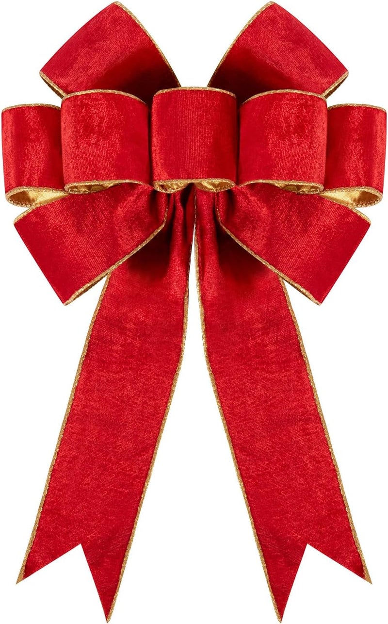 Utehilly 1Pack Large Christmas Bows Velvet Red Bows Holiday Red Christmas Bows Decorations for Wreath Velvet Bows Decor for Christmas Tree Topper, Front Door, Outdoor(14 * 12 inch) - Image 1
