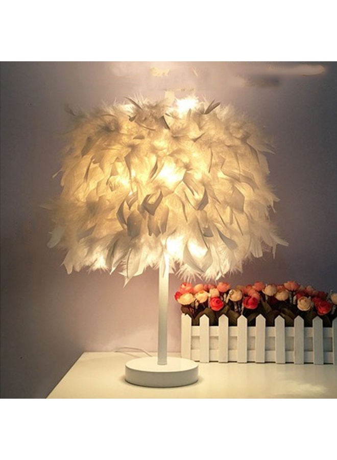 مصباح طاولة LED ريش يدوي أبيض 18 × 25 سم - Image 3