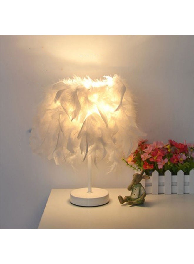 مصباح طاولة LED ريش يدوي أبيض 18 × 25 سم - Image 2