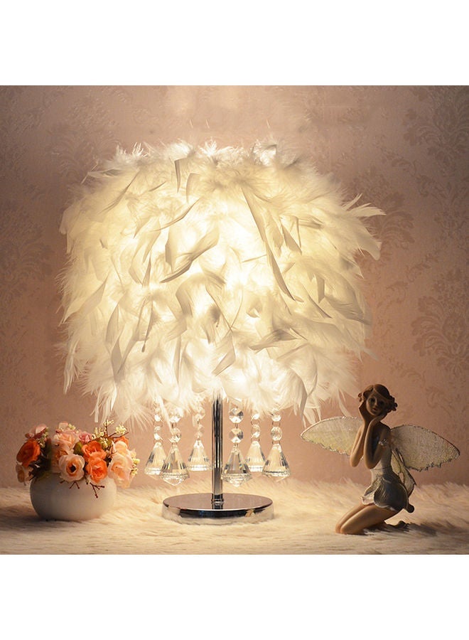 مصباح طاولة LED ريش يدوي أبيض 18 × 25 سم - Image 4