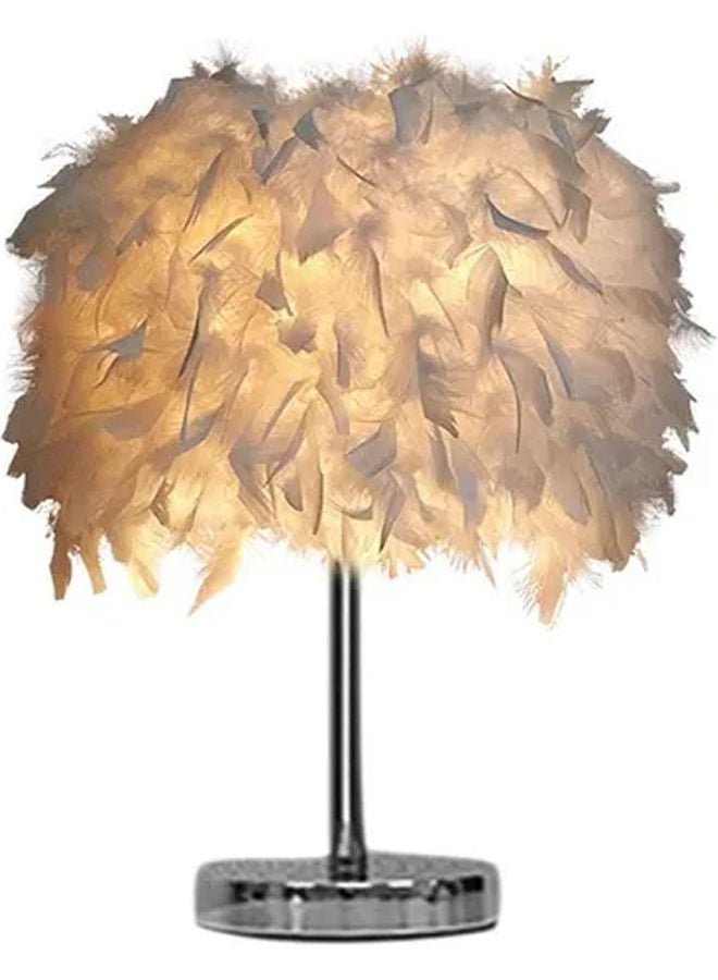 مصباح طاولة LED ريش يدوي أبيض 18 × 25 سم - Image 1