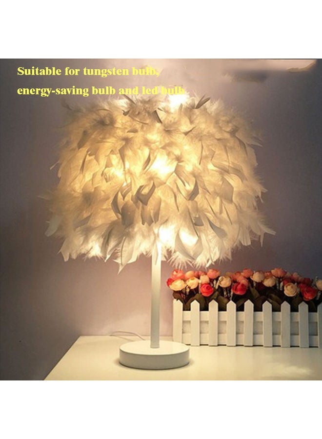 مصباح طاولة LED ريش يدوي أبيض 18 × 25 سم - Image 5