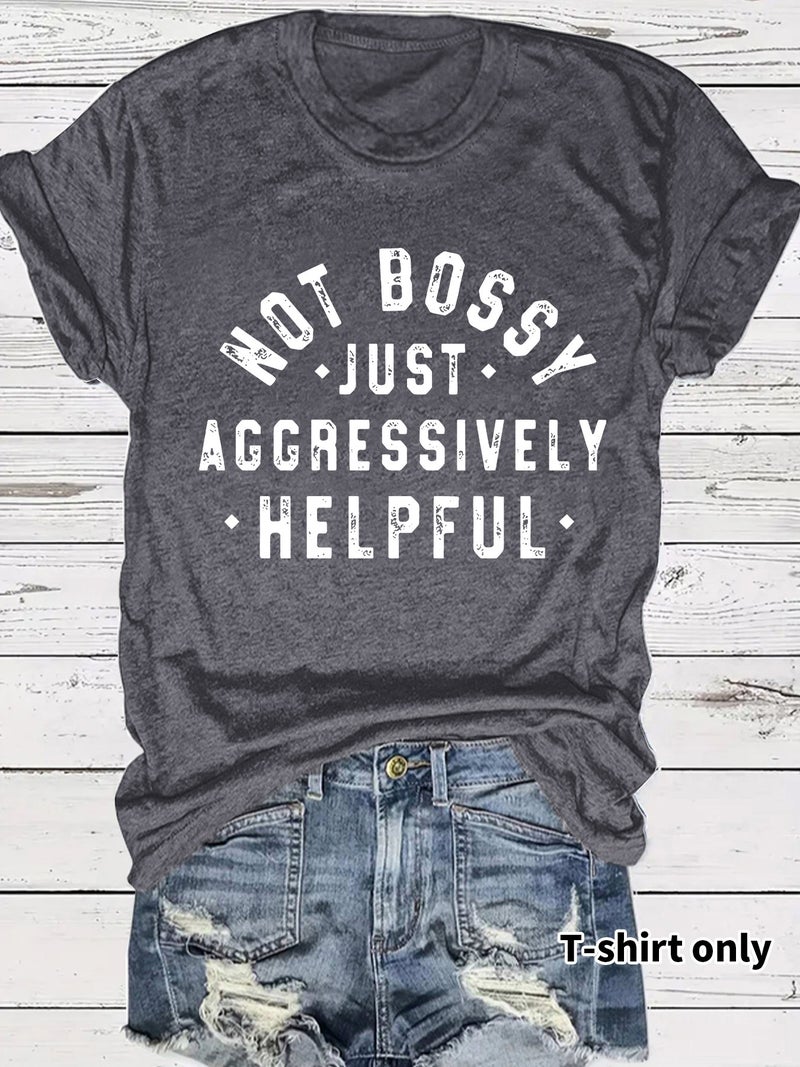 Aggressively Helpful Fashion Loose Casual Short Sleeve Round Neck T-Shirt Women - Image 1