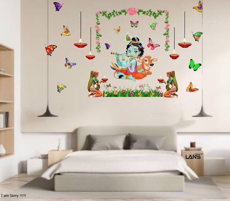 Krishna Wall Sticker - Hindu God Wallpaper for Living Room, Bedroom, Kitchen, Dining Room  - Image 3