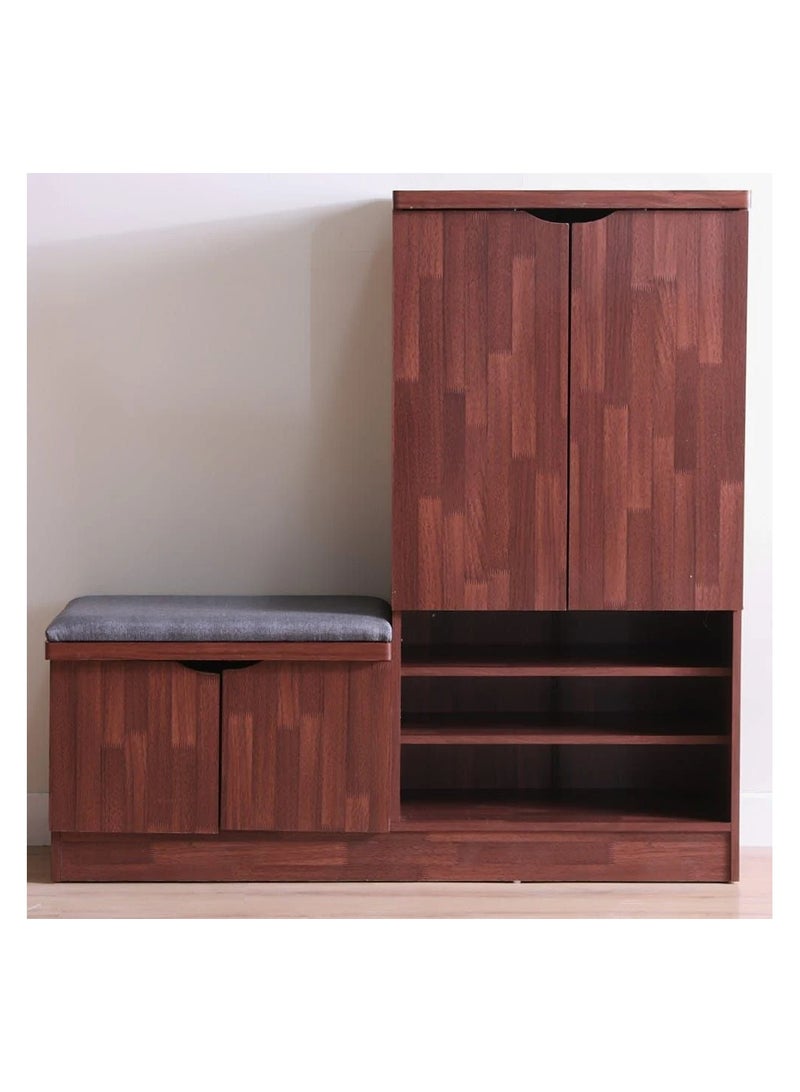 DANUBE HOME خزانة أحذية أليجرا 23 زوجًا منظم تخزين الأحذية ببابين للمدخل من خشب البلوط 120x40x120 سم، خشبي، 5 أرفف  - Image 2