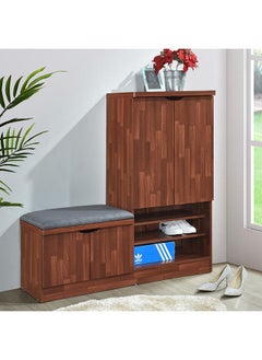 DANUBE HOME Alegra Shoe Rack Cabinet 23 Pairs 2 Door Shoe Storage Organizer For Entryway Oak 120x40x120 cm,wooden,5 shelves  - Image 1