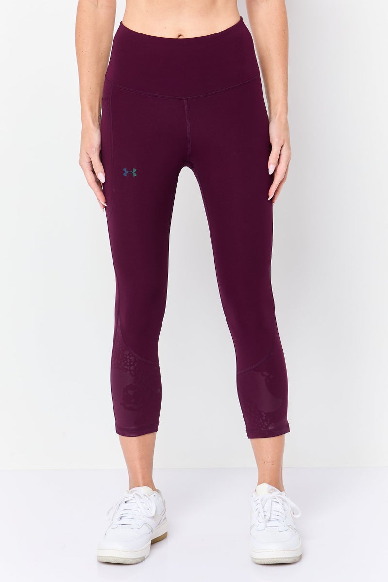 UNDER ARMOUR سراويل كابري رياضية للنساء، بوردو - Image 1