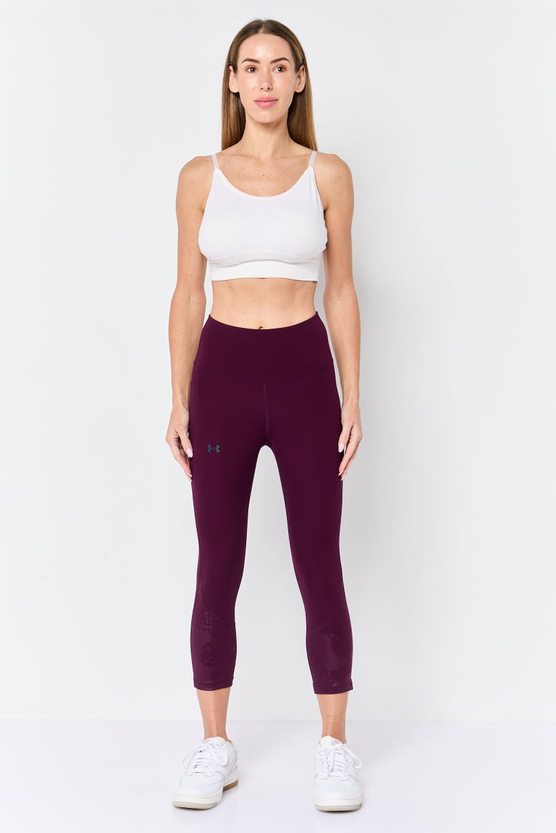 UNDER ARMOUR سراويل كابري رياضية للنساء، بوردو - Image 2
