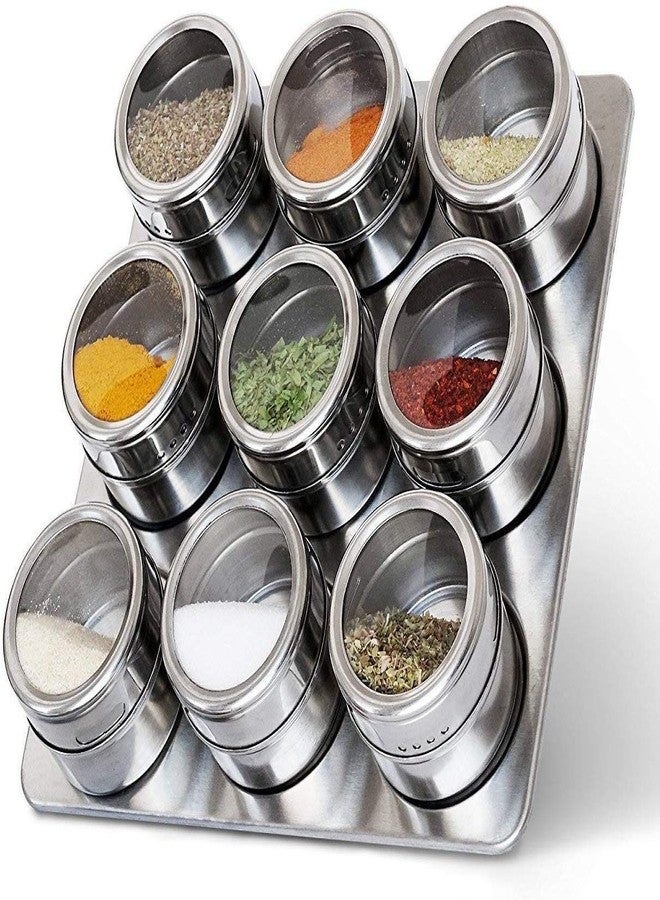 MSA Magnetic Spice Tins Set, Stainless Steel Round Storage Containers, Sift and Pour, Great for Salt, Pepper, Herbs or Seasonings - Image 1