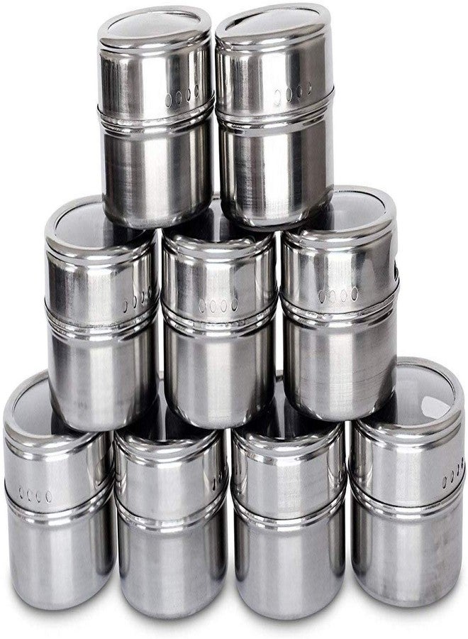 MSA Magnetic Spice Tins Set, Stainless Steel Round Storage Containers, Sift and Pour, Great for Salt, Pepper, Herbs or Seasonings - Image 3