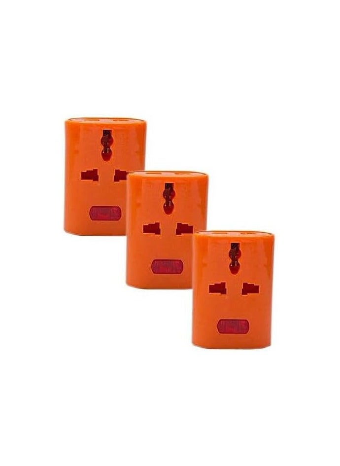 ماركة غير محددة شريط طاقة جداري (3 قطع) - 3 فتحات - مؤشر LED - لون برتقالي  - Image 2